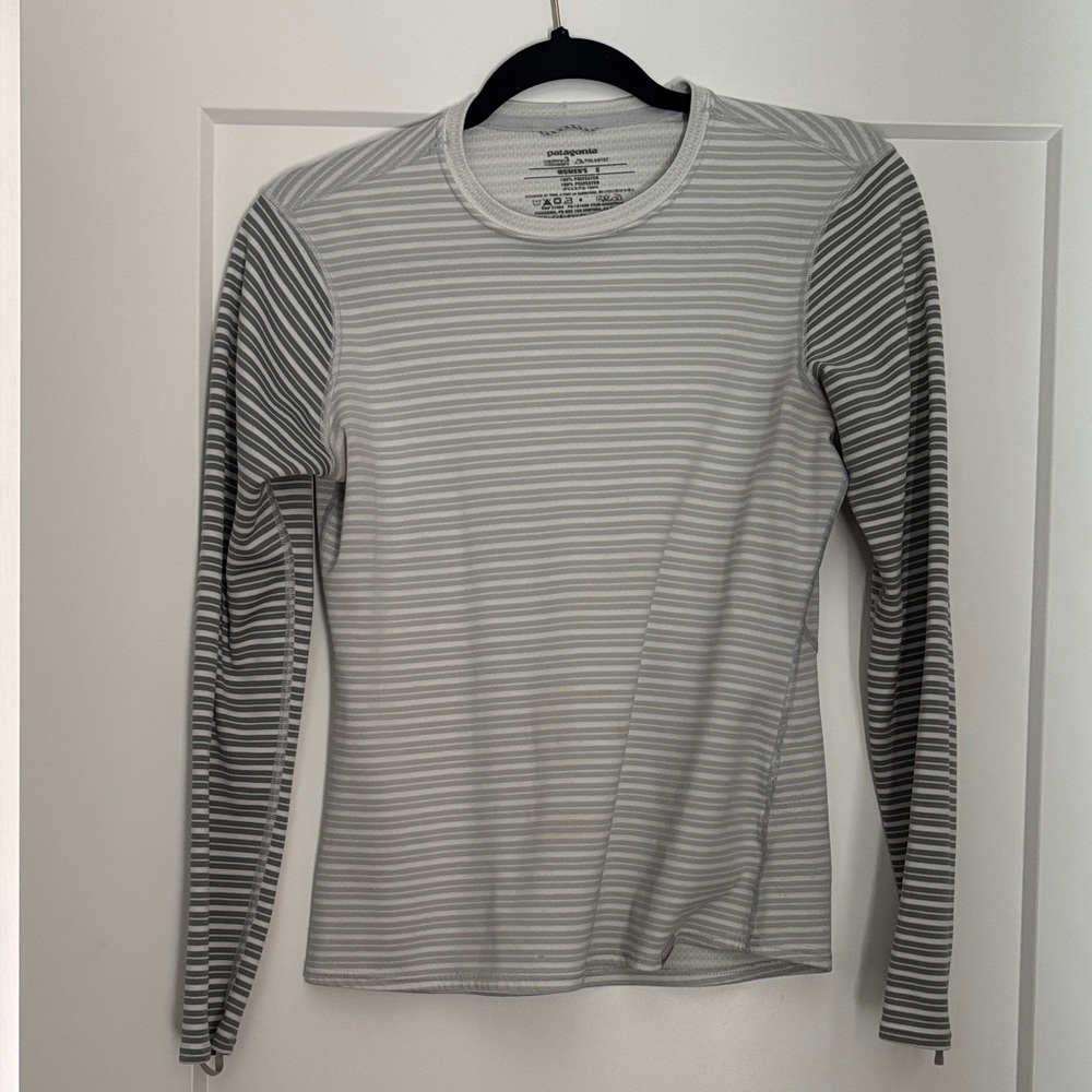 Patagonia Gray Striped Long Sleeve Tee